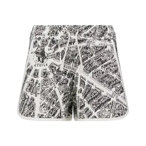 DIOR Белый и Черный Органический Хлопок Джерси с Планом Повседневные Шорты Женские Белые