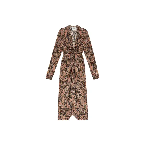 ISABEL MARANT ETOILE Охра Умбра Женские Длинные Платья с Рукавами