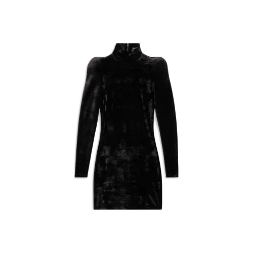 BALENCIAGA Черное Женское Длинное Платье с Рукавами