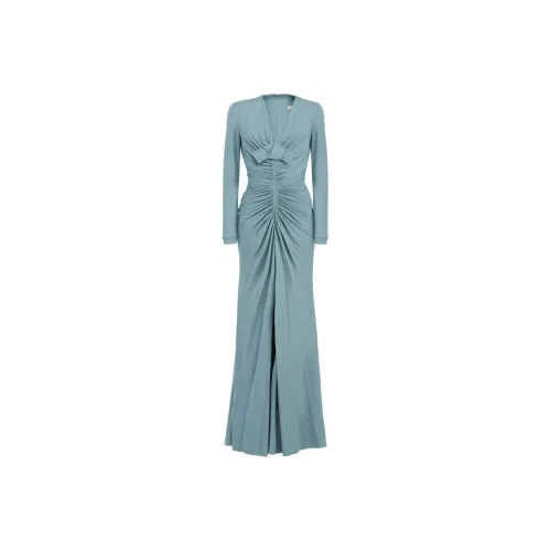 ELIE SAAB SS24 Длинное платье с длинными рукавами женское синее