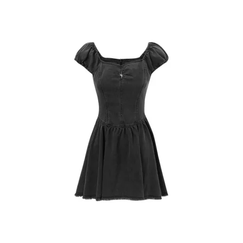 LEDIN Темно-серый Женские Короткие Платья с Рукавами