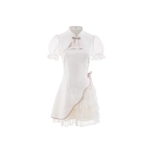 ZCDECO Короткий рукав Платье Женское Луна Абрикос