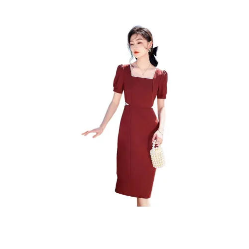 Like The Age Of Water Короткий рукав Платье Женское Красное