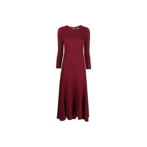 Polo Ralph Lauren Длинное платье с длинными рукавами женское красное