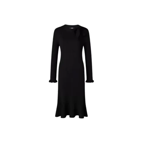 KARL LAGERFELD Длинное платье с длинными рукавами женское черное