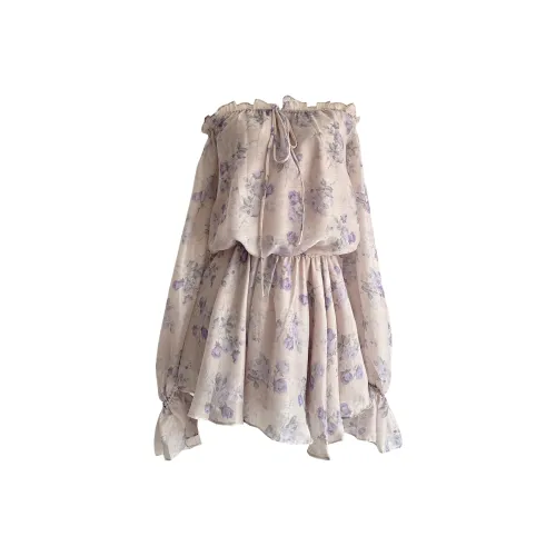 TUSHIFEI Длинное платье с длинными рукавами женское фиолетовое