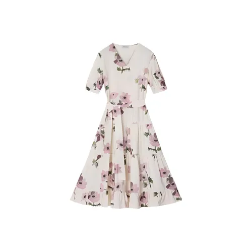 ERDOS Короткий рукав Платье Женское Ванильный белый