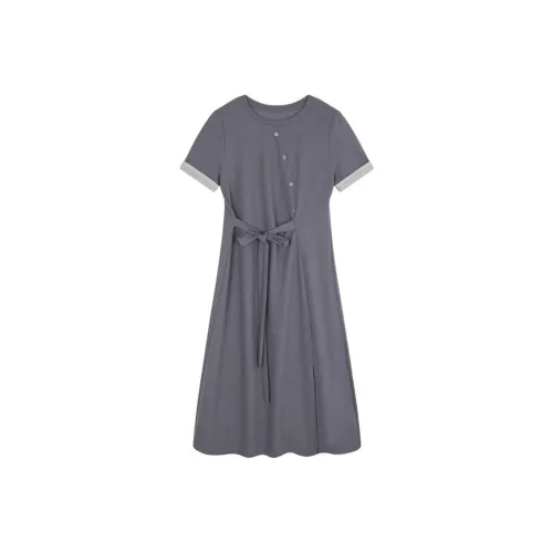 Mo Han Yi Mei Короткий рукав Платье Женское цвет серой чайки