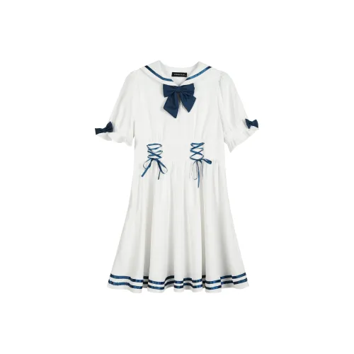 EIDOLON GRAIN Короткий рукав Платье Женское Белое