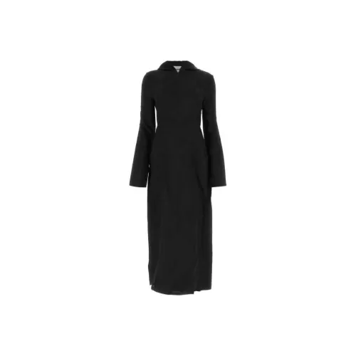JIL SANDER Черное Женское Длинное Платье с Рукавами