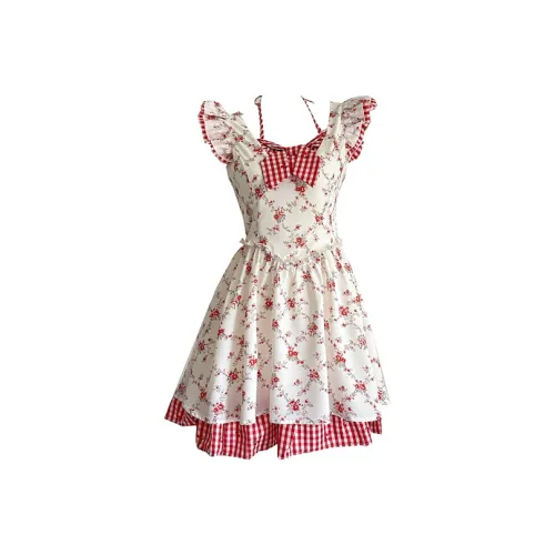 Frustration Garden Короткий рукав Платье Женское Белое