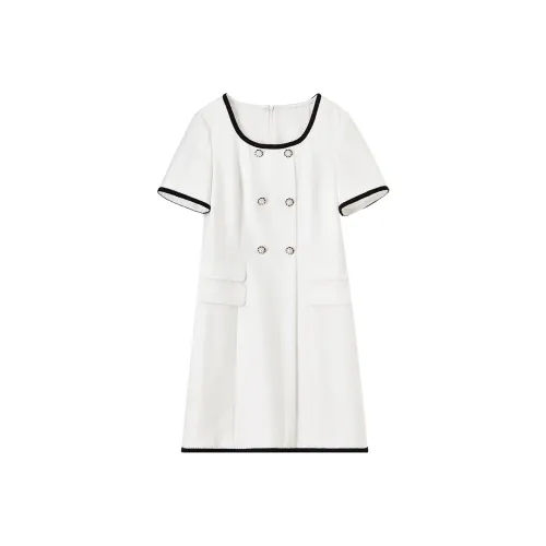 SENTUBILA Короткий рукав Платье Женское Жемчужно-белый