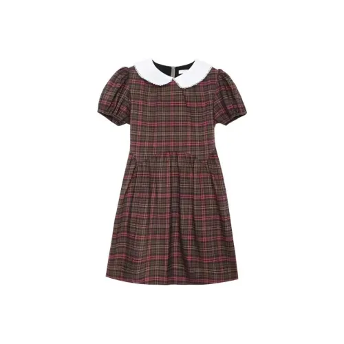 Lookinto Короткий рукав Платье Женское Винтажное Клетка