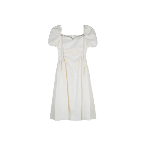 Письмо Экрю Женские Платья с Короткими Рукавами