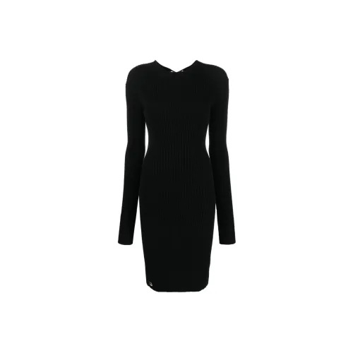 PHILIPP PLEIN Черное Женское Длинное Платье с Рукавами