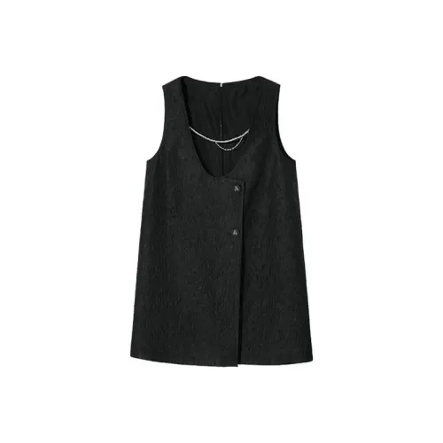 Pit Без рукавов Платье Женское Черное