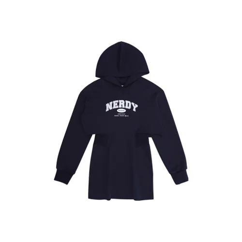 Nerdy Темно-синий Женские Длинные Платья с Рукавами