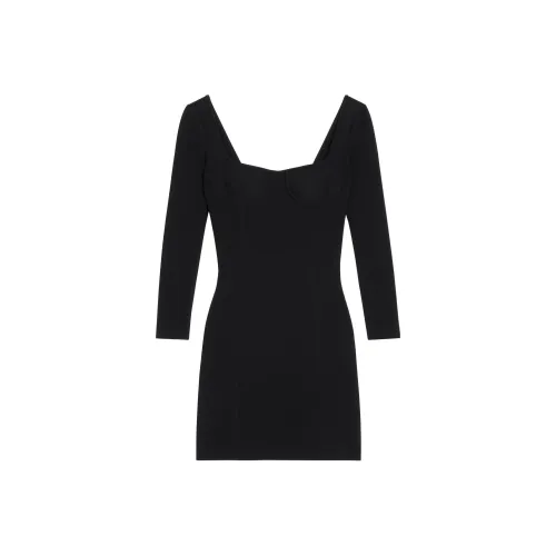 CELINE Длинное платье с длинными рукавами женское черное