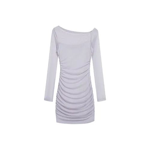 ETSE Длинное платье с длинными рукавами женское фиолетовое