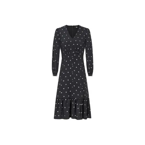 KARL LAGERFELD Длинное платье с длинными рукавами женское черное