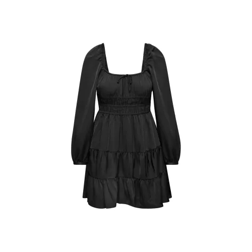 ARITZIA Sunday Best Martine Сатин Длинный Рукав Платье Длинный Рукав Платье Женское Черный Черный