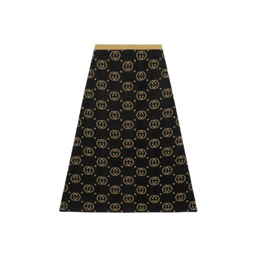GUCCI Повседневный Длинный Юбка Женская Черная