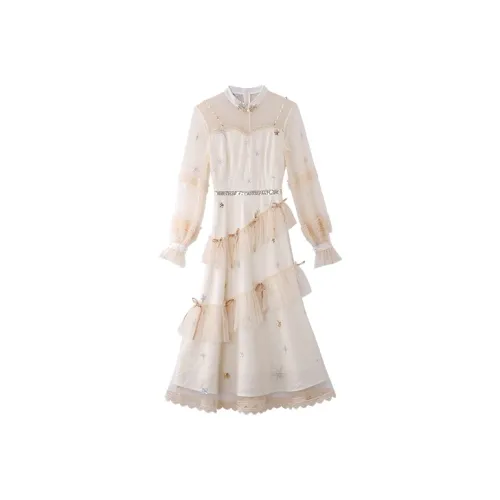 JINYE ORIENTAL Платье Женское Бежевое