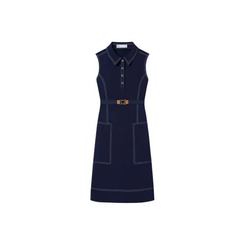 Tory Burch SS24 Sleeveless Dress Women's Navy Blue Tory Burch SS24 Без рукавов Платье Женское Морской Синий