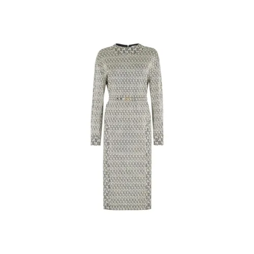 FENDI Длинное платье с длинными рукавами женское серебряное