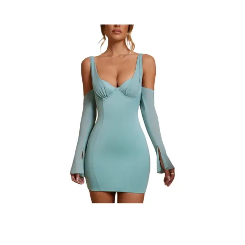 OH POLLY CLEMENTINE Длинное платье с длинными рукавами женское бирюзовый циан