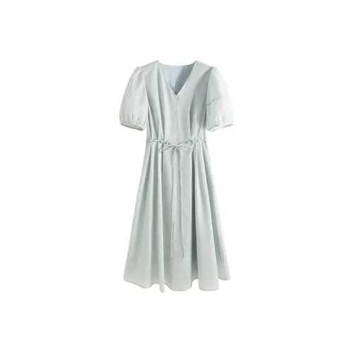 Accommodation BOOK Короткое платье с короткими рукавами женское светло-синее