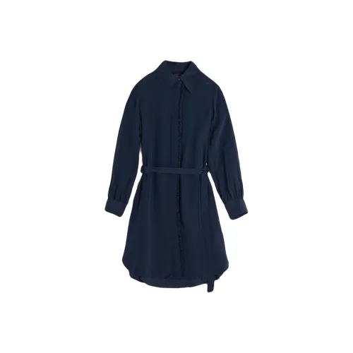 CLUB MONACO Длинное платье с длинными рукавами женское морской синий