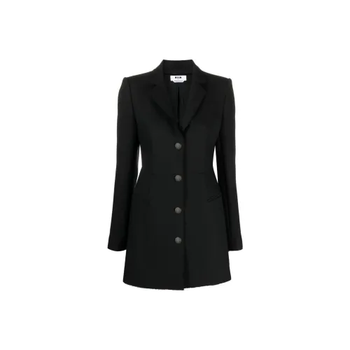 MSGM Черное Женское Длинное Платье с Рукавами