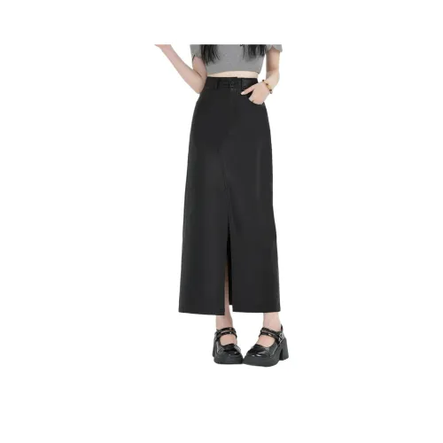 Love Elaine Кожа Длинная Юбка Женская Черная