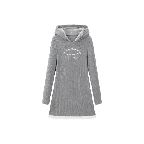 LEDIN Длинный Платье с Длинными Рукавами Женское Серебристое Свеча Серый