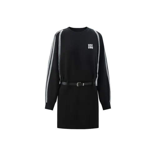 UNIFREE Длинное платье с длинным рукавом женское черное