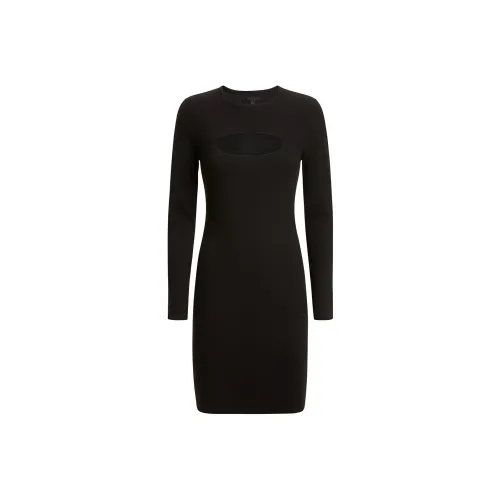 GUESS Длинное платье с длинными рукавами женское черное