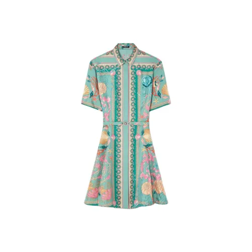 VERSACE Medusa '95 SS25 Короткий рукав Платье Женское Зеленое