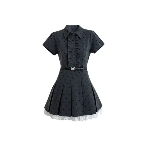 HUINIAN Короткий рукав Платье Женское Серое