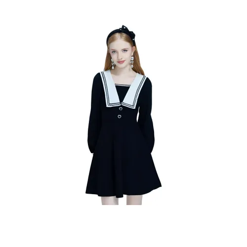 AIVEI Длинное платье с длинным рукавом женское черное