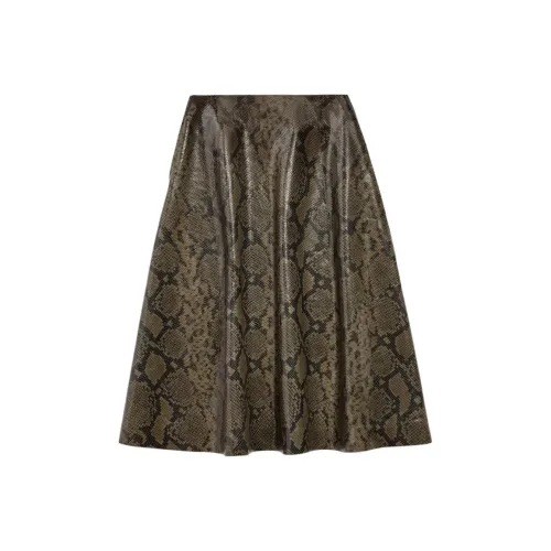 Balenciaga FW24 Кожа Длинная Юбка Обычный крой Женская Темно-зеленая