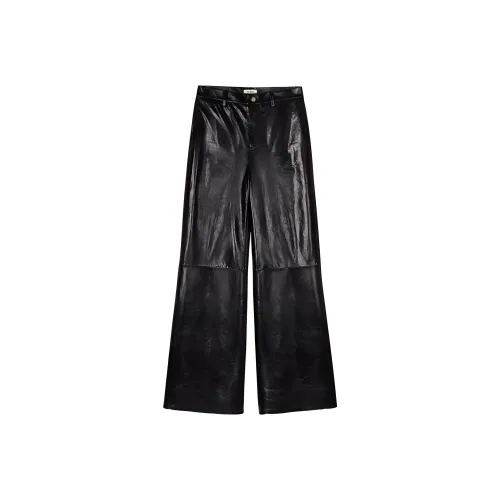 Sandro Кожаные брюки женские черные