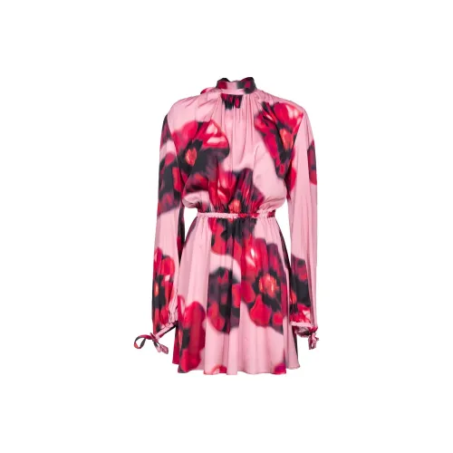 PINKO SS24 Длинное платье с длинным рукавом женское розовое