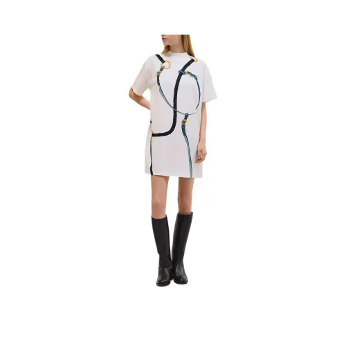 HERMES SS25 Короткий рукав Платье Женское Белое