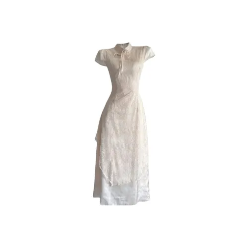 SKYA Короткий рукав Платье Женское Абрикосовое