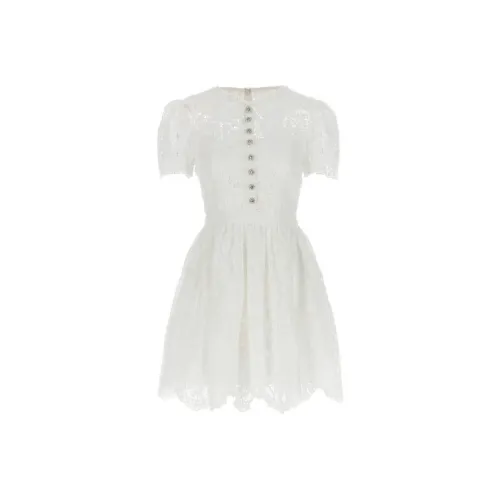 Self Портрет Короткий Рукав Платье Женское Белое