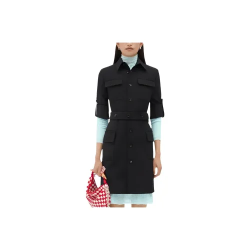 Bottega Veneta FW23 Длинное платье с длинными рукавами женское черное