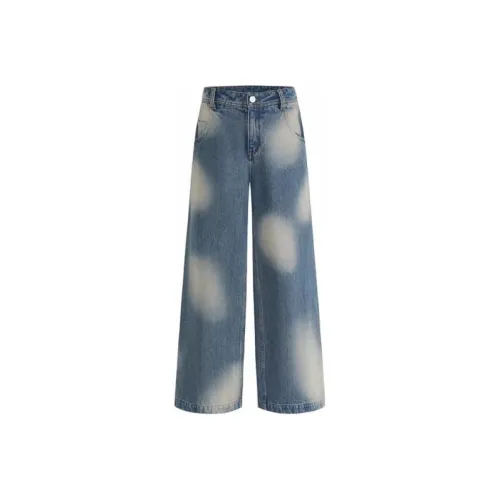 Короткий Случайный Серо-голубой Женские Джинсы