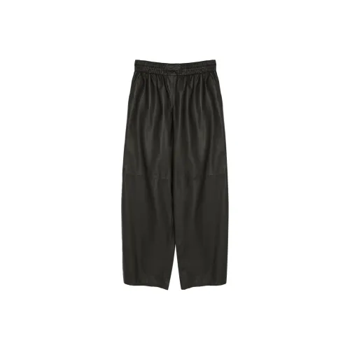 Yves Salomon SS24 Кожаные брюки Женские Черные