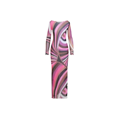 EMILIO PUCCI Длинное платье с длинными рукавами женское фиолетовое